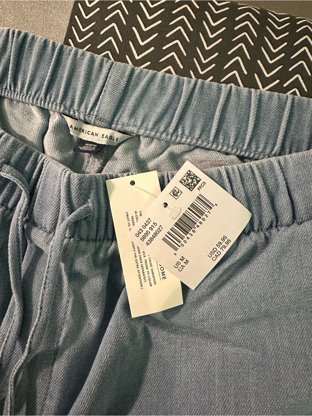 American Eagle Outfitters Light Blue Wide Leg Drawstring Pants - Picture 3 of 8
